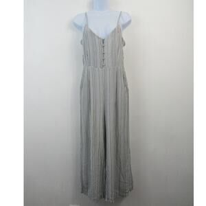 Needlework Small Black and White Tank Jumpsuit Wide Legs Adjustable Straps